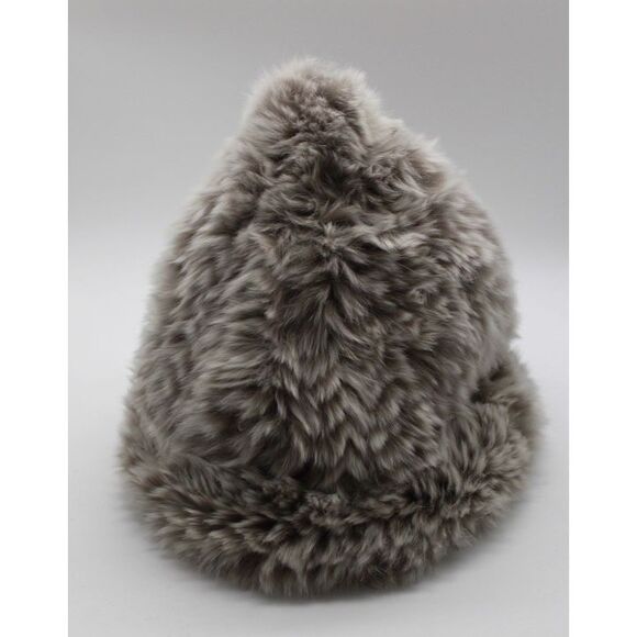 Scaasi Hat Beret Womens Medium Gray Fur Fluffy Winter Accessory Chic Soft‎